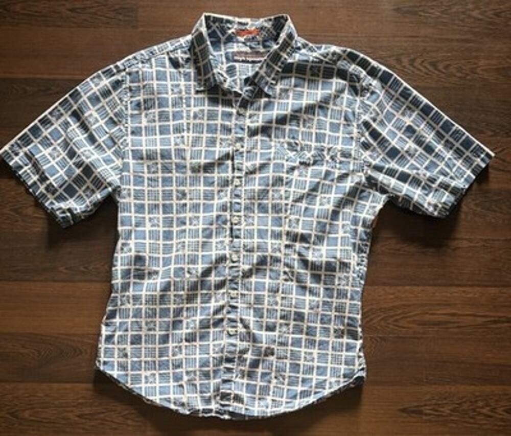 Reyn Spooner Tapa Montage Geometric Block Aloha Shirt M